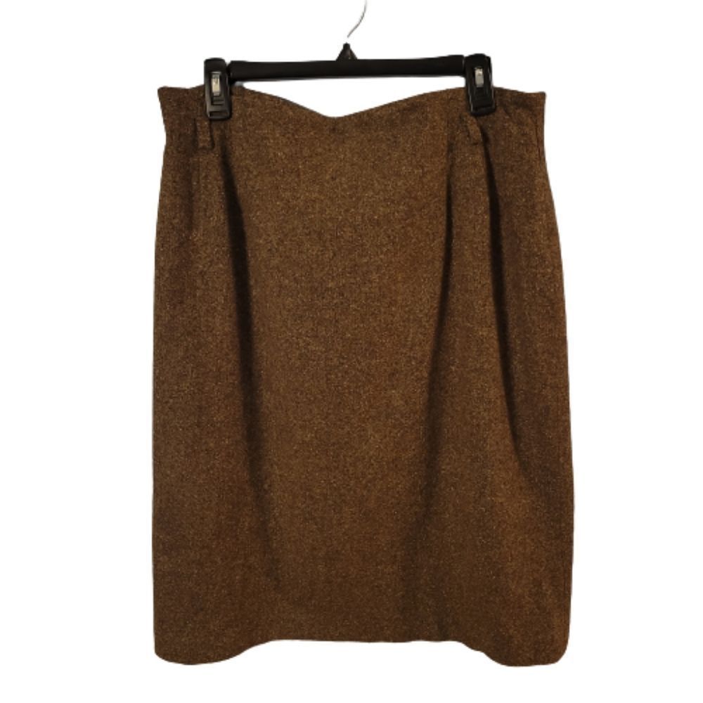 Kate Hill brown wool blend tweed skirt